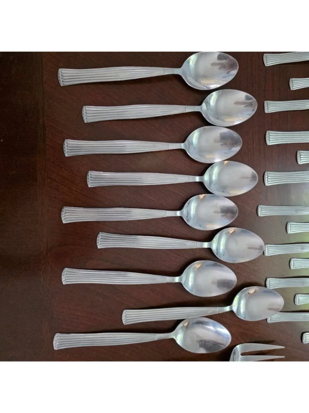Alco Stainless 34-Piece Flatware Set Ribbed Handle Design Silverware Collection
